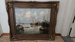 Ingelijst olieverf schilderij van J. v Eyk - Havenzicht, Ophalen