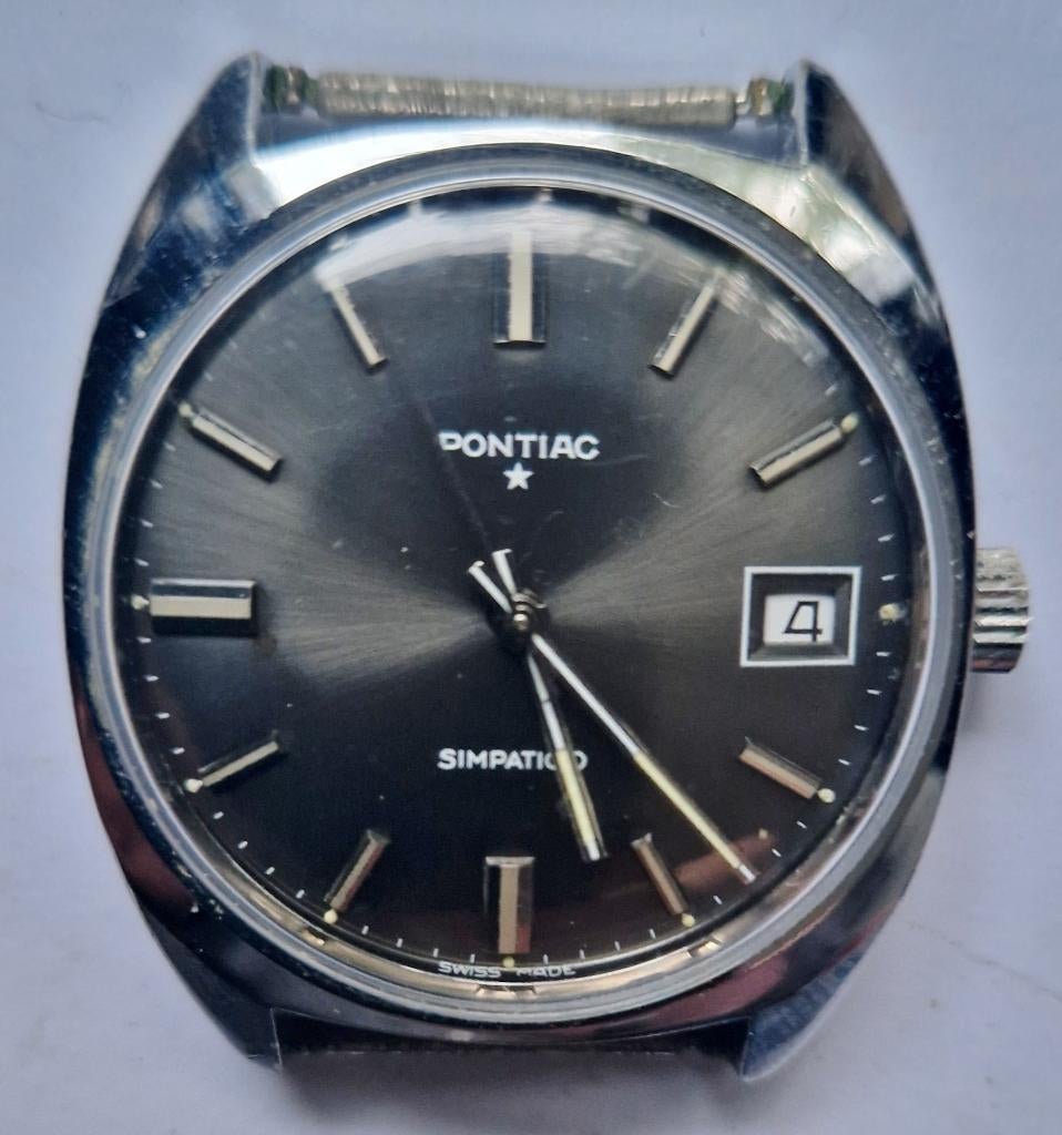 Analoog herenhorloge PONTIAC SIMPATICO, Swiss made, loopt, Overige merken, Gebruikt, Polshorloge, Overige materialen