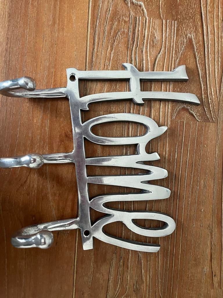 Rivièra Maison stijl kapstok 'Home' met 3 haken, Gebruikt, Wandhaken, Ophalen of Verzenden, Minder dan 100 cm