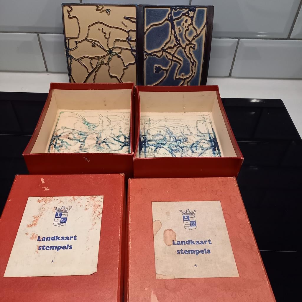 Vintage landkaartstempels Groningen en Limburg, Ophalen of Verzenden