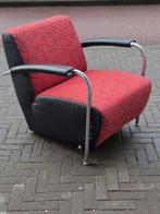 Leolux Scylla design fauteuil stof leer combi zwart leer, Ophalen, Gebruikt, Leer, 75 tot 100 cm