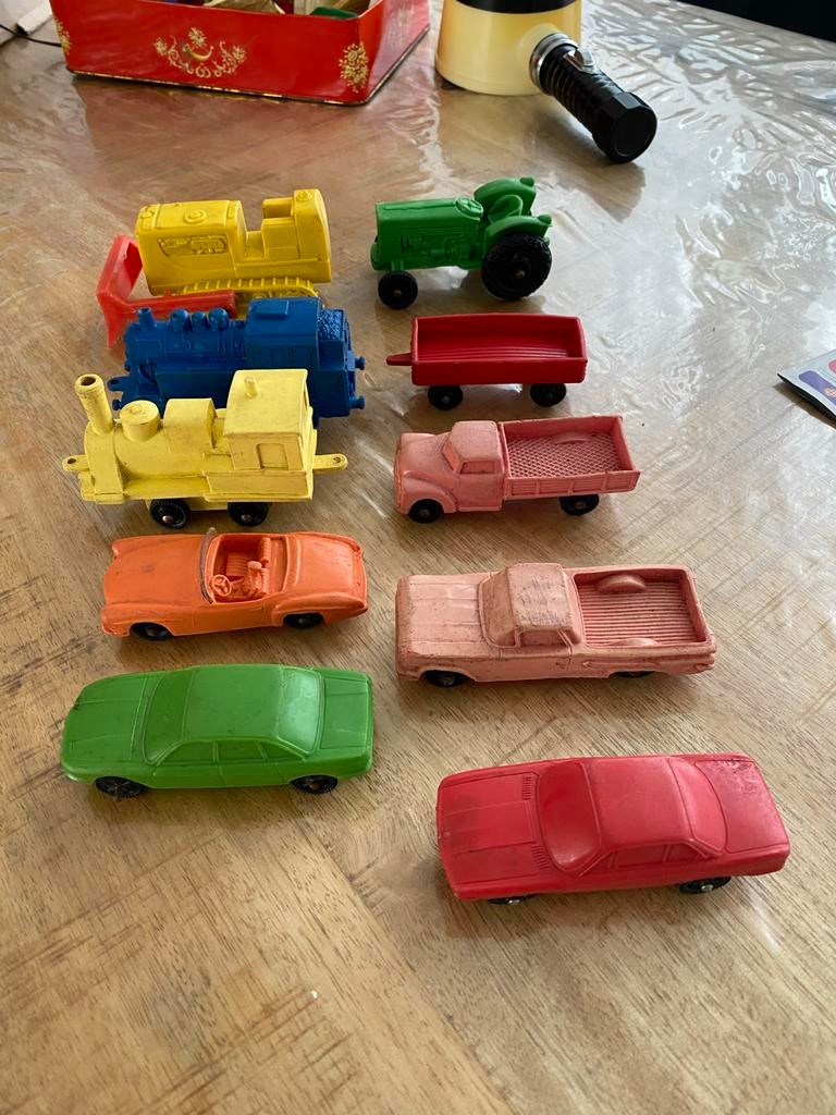 10 Vintage Speelgoed Auto's en Treinen Tomte Lardal, Ophalen of Verzenden, Gebruikt