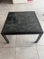 Vintage Salontafel Zwart Marmerlook Glas 80x80x45 cm, Huis en Inrichting, Tafels | Salontafels, Ophalen, Gebruikt, Vierkant, 50 tot 100 cm