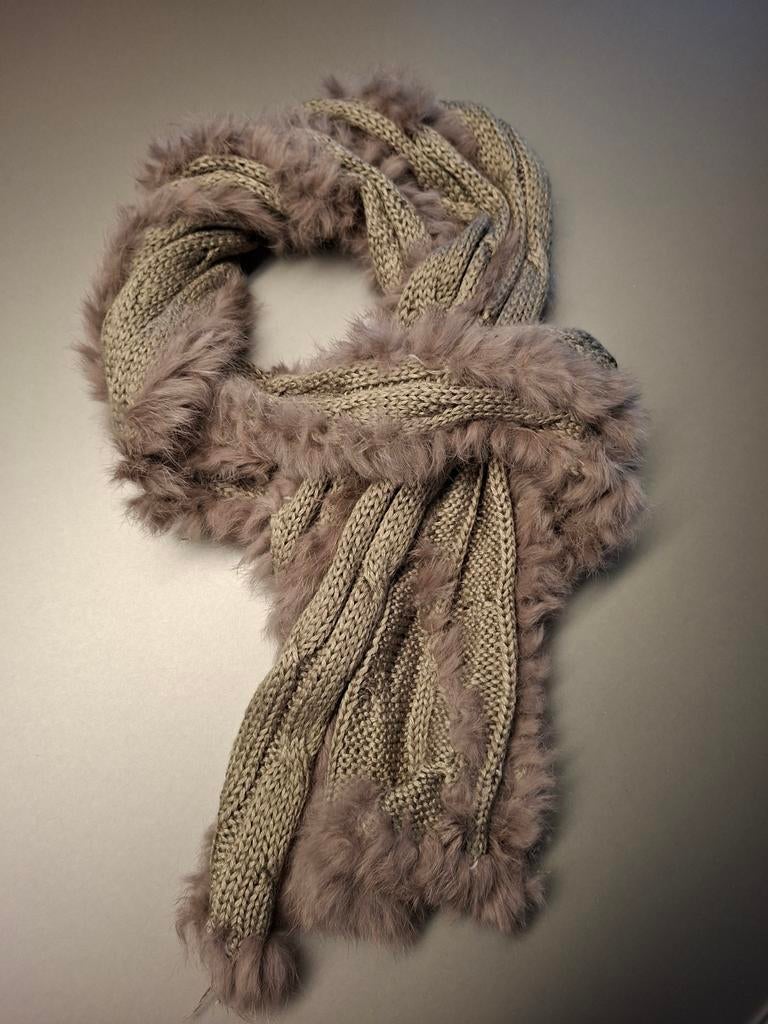 ARMA luxe gebreide sjaal beige/taupe 195 cm, Arma, Maat 46/48 (XL) of groter, Ophalen of Verzenden, Zo goed als nieuw