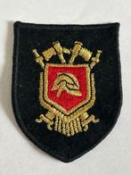 Vintage brandweer embleem geborduurde patch  uniform onder., Verzenden, Landmacht, Nederland, Embleem of Badge