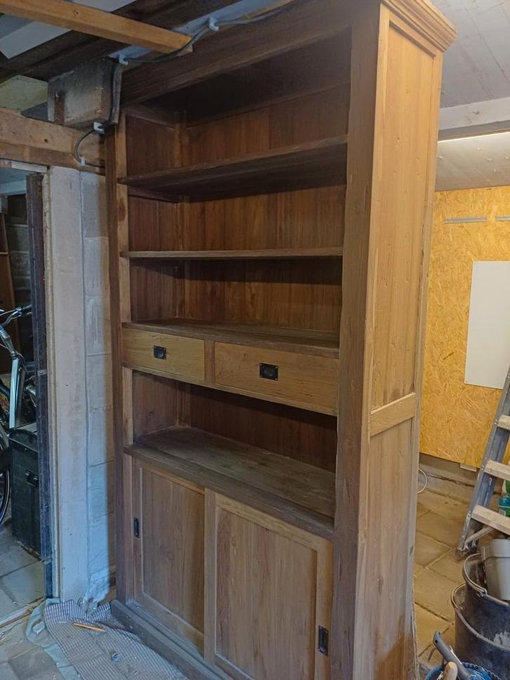 Teakhouten Boekenkast 120x40x230, Huis en Inrichting, Kasten | Boekenkasten, Gebruikt, 100 tot 150 cm, 200 cm of meer, 25 tot 50 cm