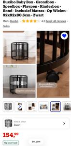 Buxibo Baby Box - Rond - Zwart - Incl. Matras & Wielen, Ophalen, Zo goed als nieuw, Rond, Wieltjes