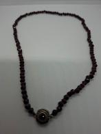 Granaat collier met zilveren slot - 45 cm, Gebruikt, Ophalen of Verzenden, Steen of Mineraal, Met edelsteen