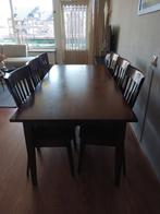 Eiken eettafel kersenkleur met 6 stoelen, Ophalen, Gebruikt, Eikenhout, 50 tot 100 cm