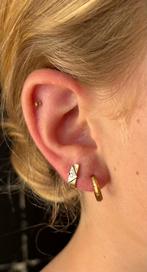 Diamant bicolor 14k gouden design oorbellen set dames fraai, Voordeelsieraden, Verzenden, Zo goed als nieuw, Met edelsteen