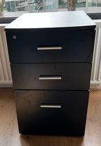 Zwarte Bureau Kast met 3 Lades - Perfect voor Kantoor/Thuis, Ophalen, Minder dan 50 cm, Gebruikt, 3 of 4 laden