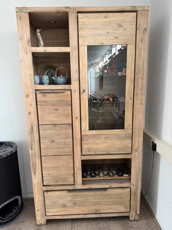 Massief hout Henders en Hazel kast, Huis en Inrichting, Kasten | Vitrinekasten, Zo goed als nieuw, 200 cm of meer, 100 tot 150 cm