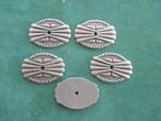 9991. Metalen, platte concho’s. 5 stuks, afmeting 31 x 44 mm, Ophalen of Verzenden, Nieuw, Overige typen