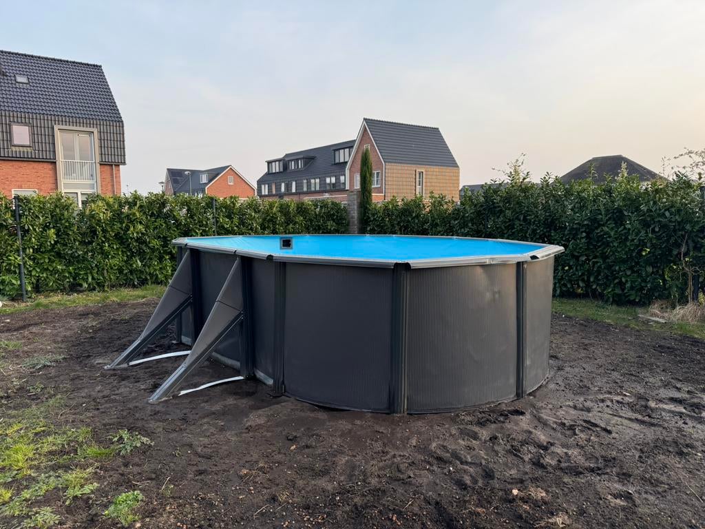 Stalenwand zwembad 5m compleet, Gebruikt, 300 cm of meer, Ovaal, Ophalen