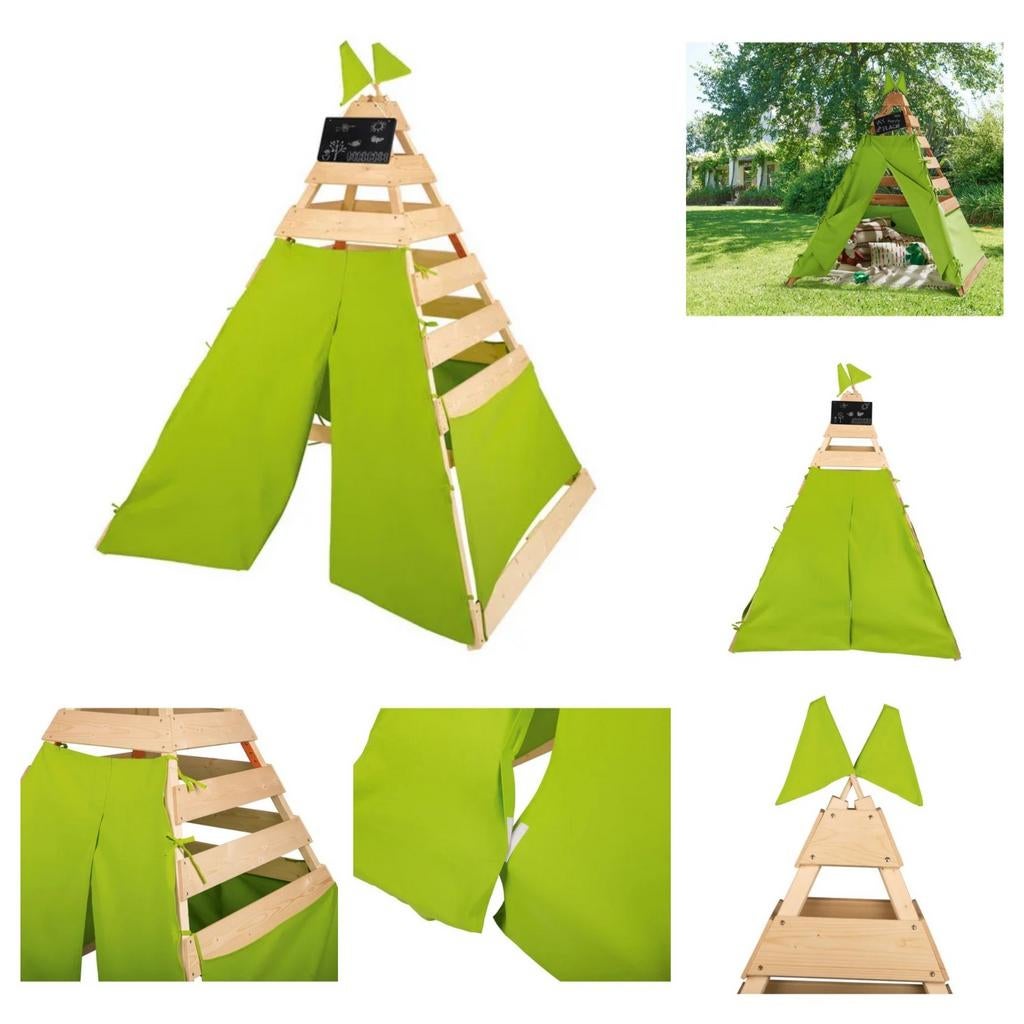 Houten tipi tent + krijtbord groene stof nieuw in de doos, Ophalen of Verzenden, Nieuw