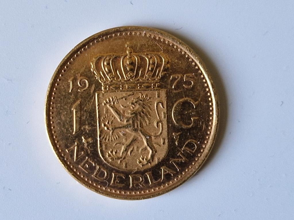Vergulde gulden 1975, Postzegels en Munten, Munten | Nederland, Ophalen of Verzenden, Koningin Juliana, 1 gulden, Losse munt