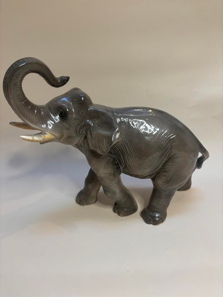 Groot Vintage Olifant Beeld - Prachtige Details - 29 cm, Antiek en Kunst, Ophalen of Verzenden