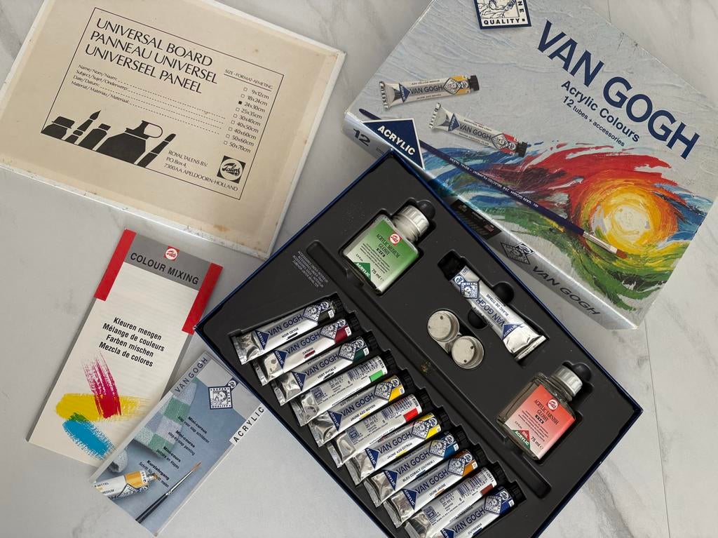 Van Gogh Acrylverf Set - 12 tubes + accessoires, Hobby en Vrije tijd, Ophalen, Zo goed als nieuw, Acrylverf