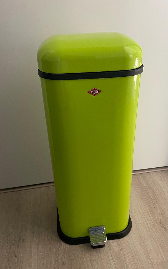 Wesco prullenbak limegroen, Ophalen, Gebruikt, Met pedaal, 50 tot 75 cm