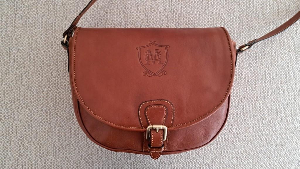 Massimo Dutti crossbodytas met grote klep, echt leer, bruin, Ophalen of Verzenden, Gebruikt, Bruin, Schoudertasje