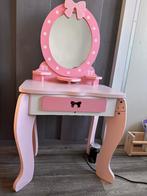 Roze houten kaptafel voor kinderen met spiegel en lade, Ophalen, Gebruikt, 50 tot 100 cm, Minder dan 100 cm