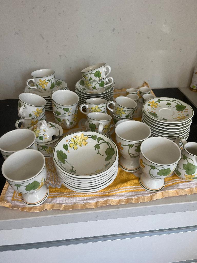 Villeroy en Boch servies Geranium, Ophalen of Verzenden, Zo goed als nieuw, Porselein, Compleet servies