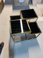 Eichholtz bijzettafel Smythson goud/zwart met meerdere lagen, Ophalen, Nieuw, 50 tot 100 cm, Glas