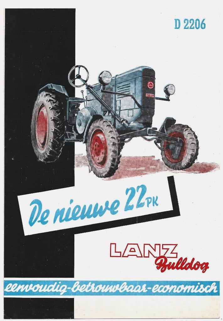 Lanz Bulldog 22 PK tractor trekker folder, Boeken, Ophalen of Verzenden, Zo goed als nieuw, Tractor en Landbouw