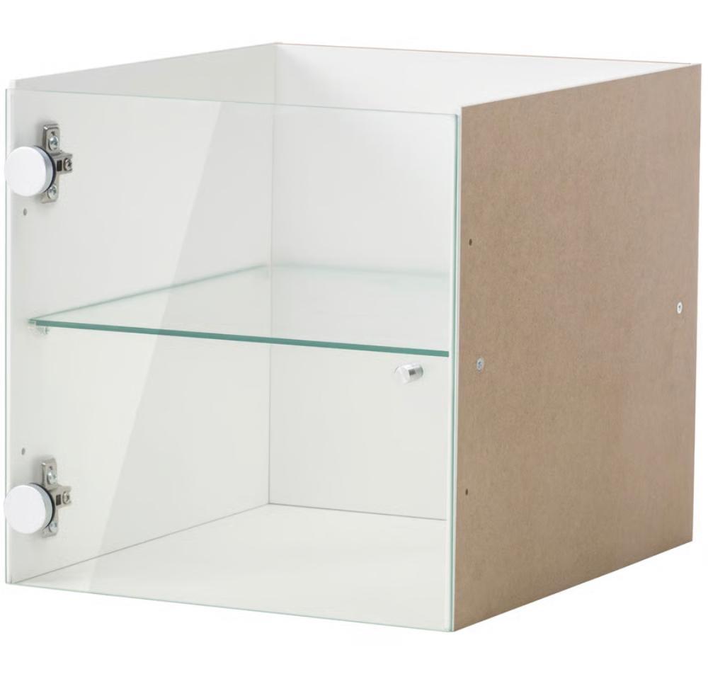 IKEA Kallax inzet met glazen deur en plank, Ophalen, Zo goed als nieuw