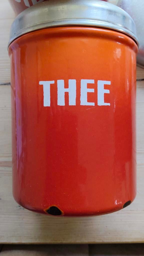 Vintage voorraadblikken: Thee en Koffie (emaille), Ophalen