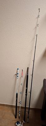 Twee zeevishengels, tas met kunstaas voor zeevissen, Ophalen of Verzenden, Zo goed als nieuw