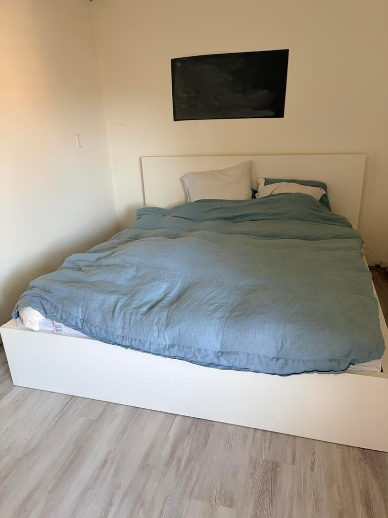 Malm kingsize bed ikea., Ophalen, Gebruikt, Wit, Tweepersoons