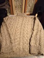 Dikke handgebreide wollen kabeltrui maat xl, Bruin, Maat 56/58 (XL), Ophalen of Verzenden, Gedragen