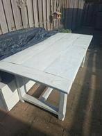 Robuuste houten eettafel / tuintafel wit, Ophalen, Gebruikt, Rechthoekig, Hout