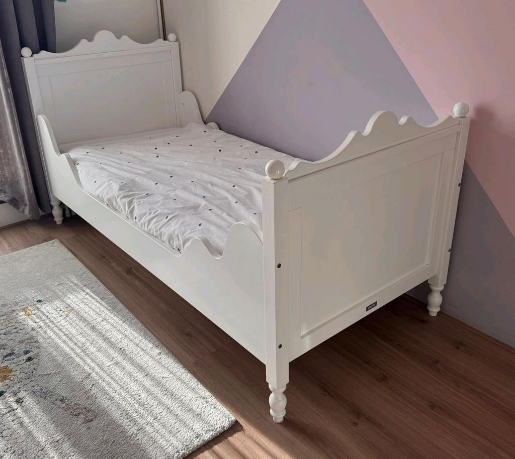 Bopita Belle Bed Prinsessenbed Wit 90 x 200, 85 tot 100 cm, Zo goed als nieuw, 180 cm of meer, Ophalen