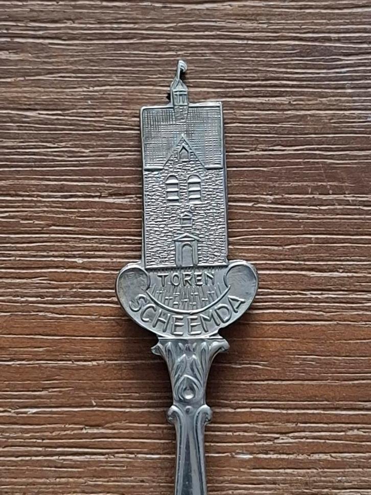 Oud verzilverd lepeltje Toren Scheemda, Antiek en Kunst, Antiek | Bestek, Ophalen of Verzenden