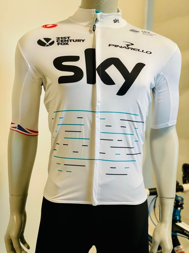 Wielrenkleding wielrenshirt fietsshirt maat L Sky Castelli, Fietsen en Brommers, Fietsaccessoires | Fietskleding, Castelli, Heren