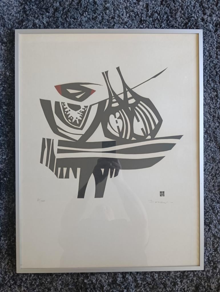 Jan van Doorn (1911-1993) - Compositie - Houtsnede, Antiek en Kunst, Kunst | Etsen en Gravures, Ophalen of Verzenden