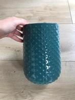 Groen blauwe vaas, Ophalen of Verzenden, Minder dan 50 cm, Groen, Glas