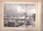 Amsterdam De Lands werf en Dok-sluisen ca. 1840Litho, Ophalen of Verzenden