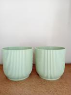 2 leuke mintgroene bloempotten van Elho 10.5 Cm hoog, Kunststof, Rond, Ophalen of Verzenden, Zo goed als nieuw