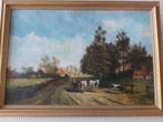 schilderij Landschap met koeien., Antiek en Kunst, Ophalen of Verzenden