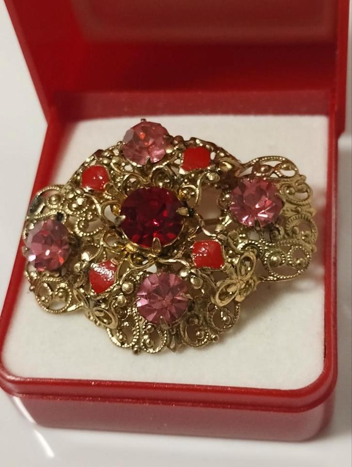 Vintage jaren zestig boheems messing filigrain broche, Sieraden, Tassen en Uiterlijk, Antieke sieraden, Broche, Overige materialen