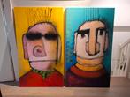 2 blijmakende grote schilderijen Paul Megens, origineel, Antiek en Kunst, Kunst | Schilderijen | Modern, Ophalen of Verzenden