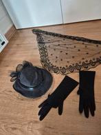 Oude hoedje rouw  sjaaltje en handschoenen, Antiek en Kunst, Antiek | Kleding en Accessoires, Ophalen of Verzenden