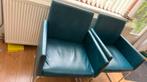 2 stuks leren eetkamer stoelen, Ophalen of Verzenden, Gebruikt, Blauw