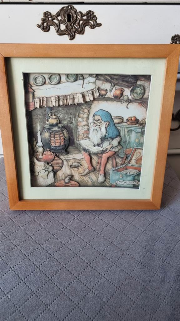 Anton Pieck Efteling 3D Prent kabouter in kabouter huisje, Verzamelen, Efteling, Zo goed als nieuw, Overige typen, Ophalen of Verzenden