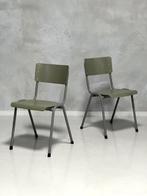 Retro eettafelstoelen nieuw cementgrijs groen prijs p/stuk, Overige kleuren, NL, Ophalen of Verzenden, Valk