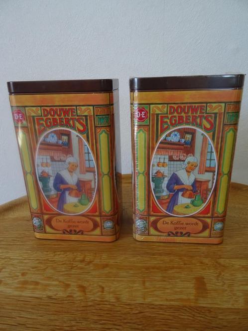 2 blikken D.E., Verzamelen, Blikken, Zo goed als nieuw, Koffie, Douwe Egberts, Ophalen of Verzenden