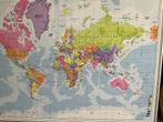 Geografische Wereldkaart 90x120 magnetisch, Ophalen, Overige typen, Zo goed als nieuw, 100 tot 125 cm